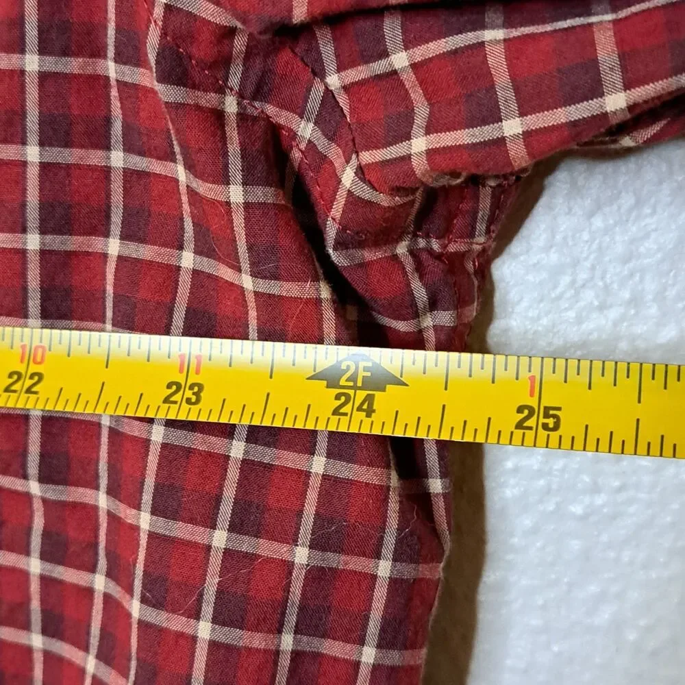 Banana Republic Mens Stretch Soft Wash Plaid Button Up Shirt Red XL 100% Cotton